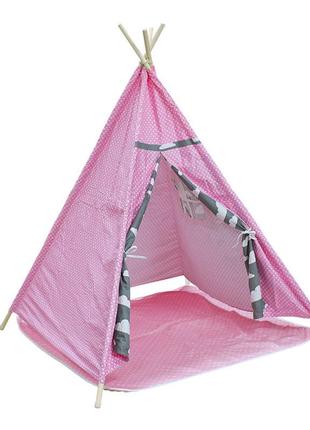 Детская игровая палатка littledove ajz-046 розовый горошек домик вигвам для детей