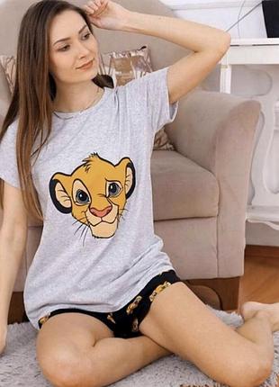 Пижама хлопок костюм домашний футболка и шорты lion king