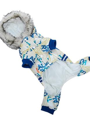 Комбінезон з капюшоном для собак hoopet hy-y2256 blue s теплий зимовий2 фото
