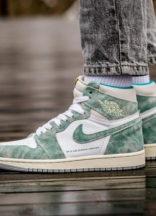 Кросівки nike air jordan retro 1 high turbo green6 фото