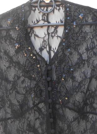 Мереживна блузка літня з бісером і паєтками2 фото