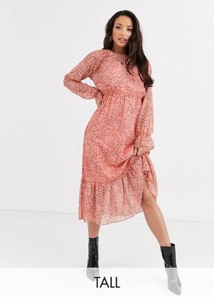Роскошное платье люкс бренда yas магазина asos! невесомый шифон+золотистый принт!