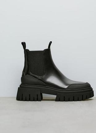 Zara челси ботики ботинки чёрный черный