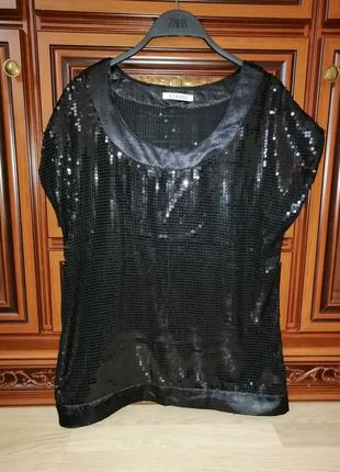 Кофта блузка в паетках чорна ошатна, туніка2 фото
