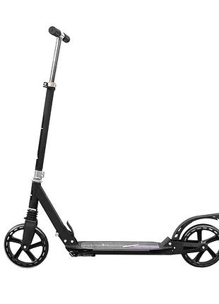 Двоколісний самокат scooter 888 black для підлітків складаний з підніжкою амортизатором