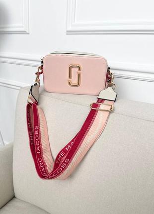 Marc jacobs pink/red logo брендовая нежная розовая зефирная сумочка жіноча трендова пастельна рожева сумка