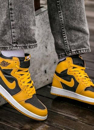 Кроссовки nike air jordan retro 1 black yellow