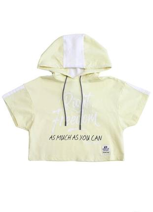 Футболка с капюшоном светло-желтого цвета (134 см.)  a-yugi jeans 2125000768212