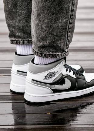 Кроссовки nike air jordan retro 1 black grey white4 фото