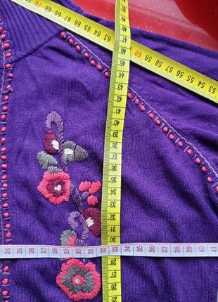 Laltramoda италия кофта на пуговицах женская м 44 46 вышиванка кардиган  фиолетовый6 фото