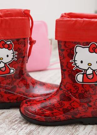 Резиновые сапожки hello kitty в красном цвете2 фото