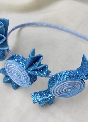 Обруч голубая конфетка, обідок блакитна цукерка1 фото