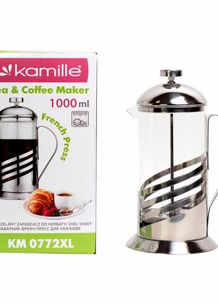 Заварник френчпресс kamille 1000мл  для чая и кофе km-0772xl