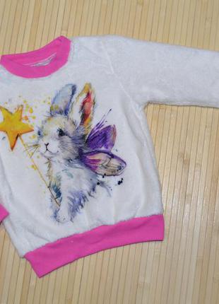 Джемпер для дівчинки фотодрук рвана махра розміри на 3-8 років