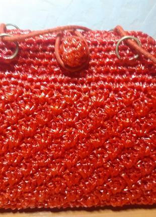 Плетеная из искусственной нити винтажная сумка. 60-70 г.