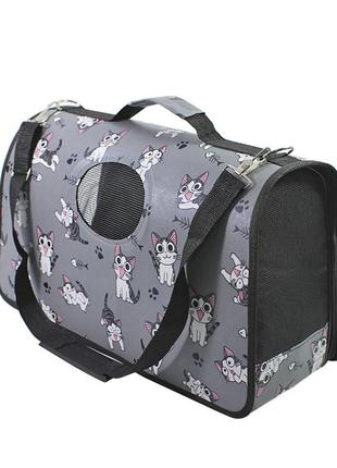 Сумка-переноска taotaopets 243307 cat gray для кішок контейнер 52*22*29 см