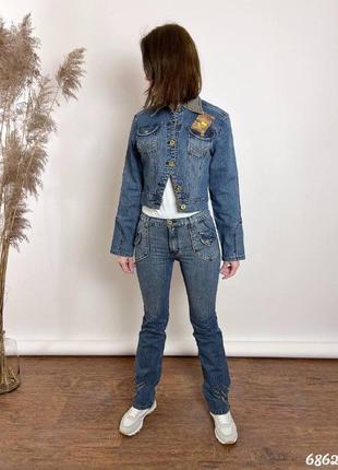 Джинсовая женская куртка и джинсы, жіночий костюм джинсова курточка + джинси6 фото