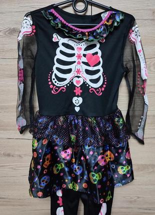 Детский костюм ведьма, скелет с юбочкой на 7-8 лет2 фото