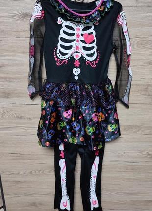 Детский костюм ведьма, скелет с юбочкой на 7-8 лет1 фото