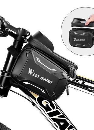 Велосипедна сумка на раму west biking smart 0707213 black + gray для смартфона і інструментів2 фото