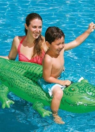 Детский надувной крокодил intex, размер 168х86 см