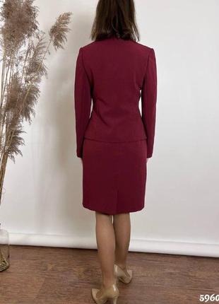 Костюм деловой женский бордо, бордовий костюм жіночий піджак, спідниця і штани7 фото