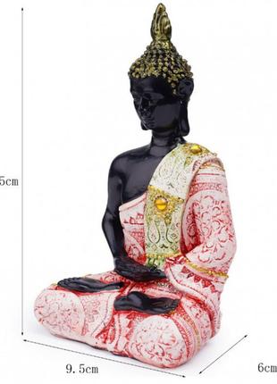 Интерьерная статуэтка будда амитабха розовая тога, статуэтка будды полистоун5 фото