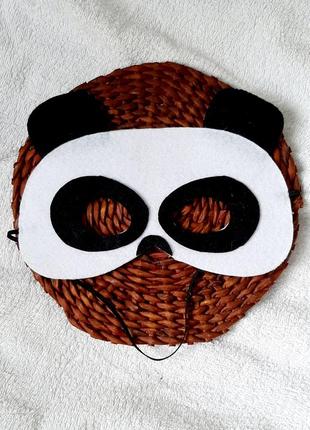 Маска з фетру, карнавальна маска, маска панда, карнавальна маска панда