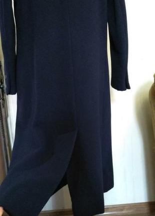 Шерстяное кашемировое двубортное пальто миди синее4 фото