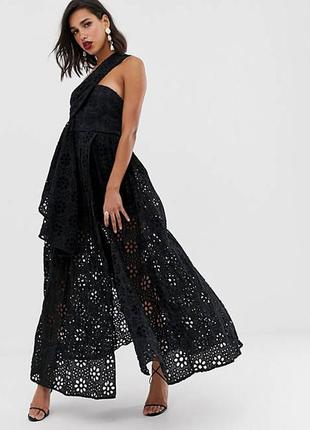 Платье с вышивкой ришелье и накладкой в виде юбки-макси asos edition