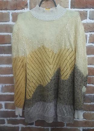 Меланжевий ніжний подовжений светр💛.