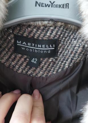 Трендовое брендовое винтажное коричневое длинное шерстяное пальто с меховым воротником5 фото