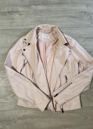 Розовая пудровая косуха курточка эко кожа s vila