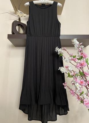 Очень красивое нарядное чёрное платье плиссе, вечернее чёрное платье,1 фото