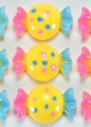 Серединки для канзаши конфетки 50шт размер 2х1,1см (желтые) 28-2