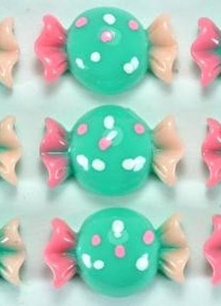 Серединки для канзаши конфетки 50шт размер 2х1,1см (зеленые) 28-5