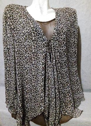 Блуза з люрексом принт великий розмір блузка кофта батал