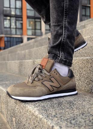 Замшеві, коричневі кросівки nb new balance 574 classic2 фото