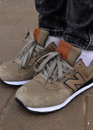 Замшеві, коричневі кросівки nb new balance 574 classic