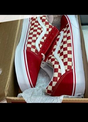 Кеды vans old skool красные в клетку 3