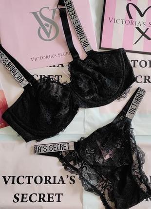 Комплект шикарного кружевного белья со стразами сваровски victorias secret