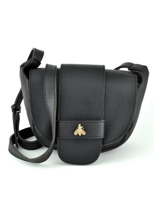 Сумочка через плечо черная 18х16х7см арт 8304-2