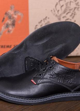 Спортивные кожаные туфли levis arizona black4 фото