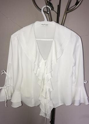 Ошатна білосніжна блузочка royal fashion, s-m, 36 - 38.