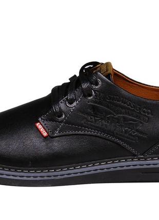 Спортивные мужские кожаные туфли levis arizona black6 фото