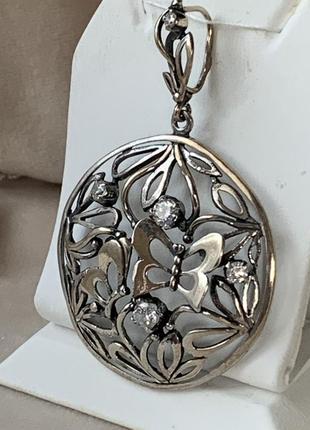 Комплект серебряных украшений с 3d бабочками4 фото