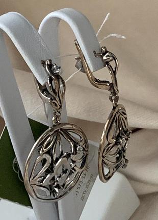 Комплект серебряных украшений с 3d бабочками6 фото