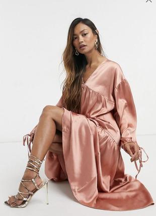 Платье макси сатиновое