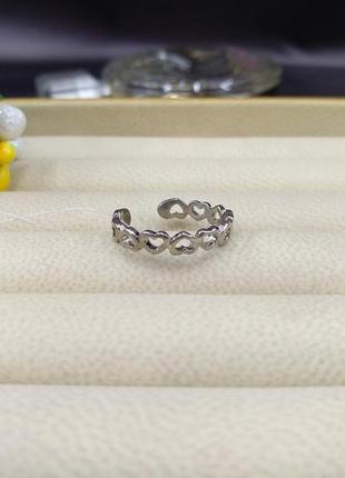 Серебряное безразмерное модное фаланговое кольцо кольца сердечка pandora 925 размер 152 фото
