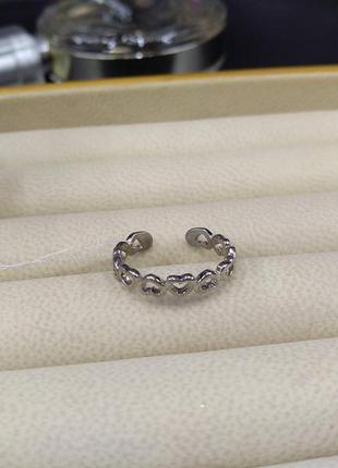 Серебряное безразмерное модное фаланговое кольцо кольца сердечка pandora 925 размер 154 фото